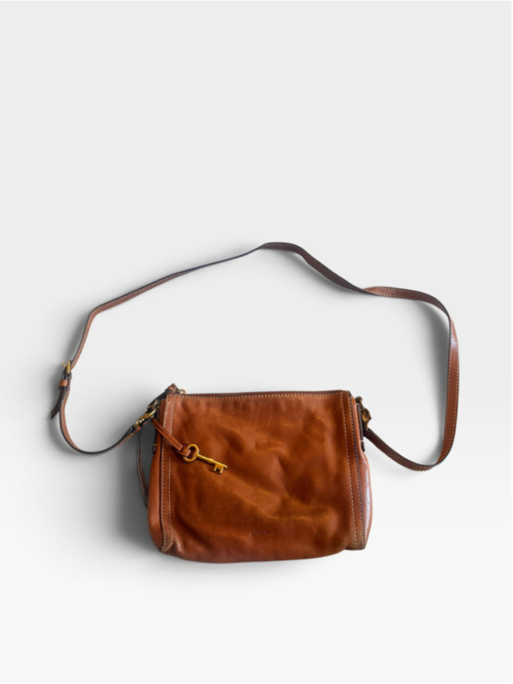 Fossil Emma Brown Leather Crossbody Bag Purse